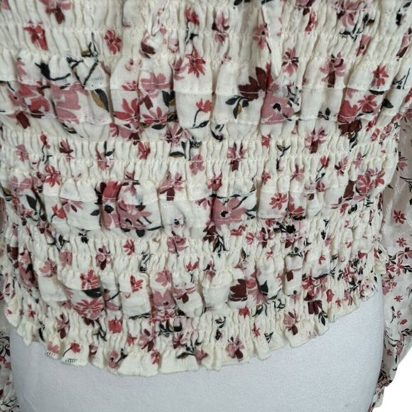 American Eagle Puff Square Neck Ruched Floral Crop Cottagecore Size Large - Picture 14 of 16